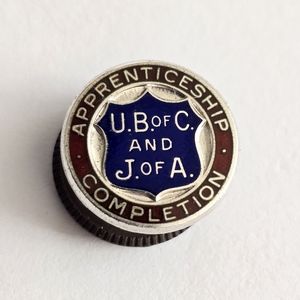 Vintage pin U.B. of C. and J. of A Apprenticeship Completion Sterling Silver